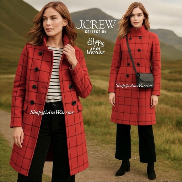 J.Crew Collection Macintosh NWT water resistant wool flannel windowpane trench